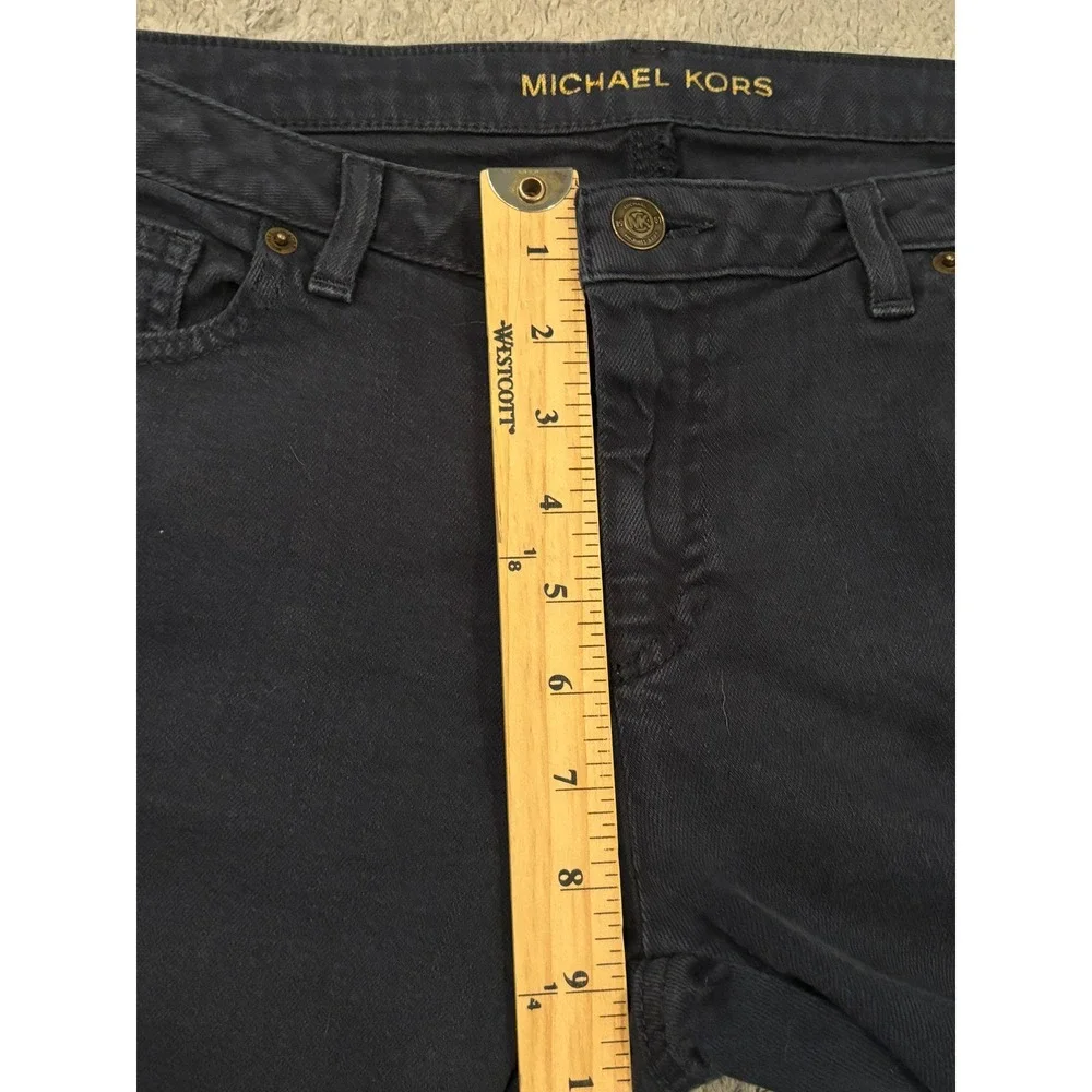 Michael Kors Womens Navy Blue Cropped Jeans Size 8 Stretch Straight Leg Pants